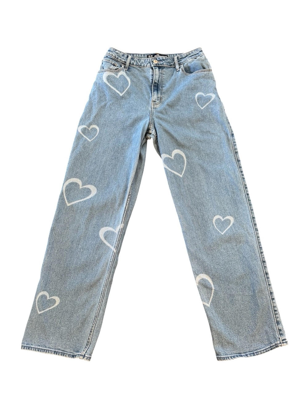 Hollister Women Ultra High Rise Vintage Straight Denim Jeans Hearts 9R 29x30